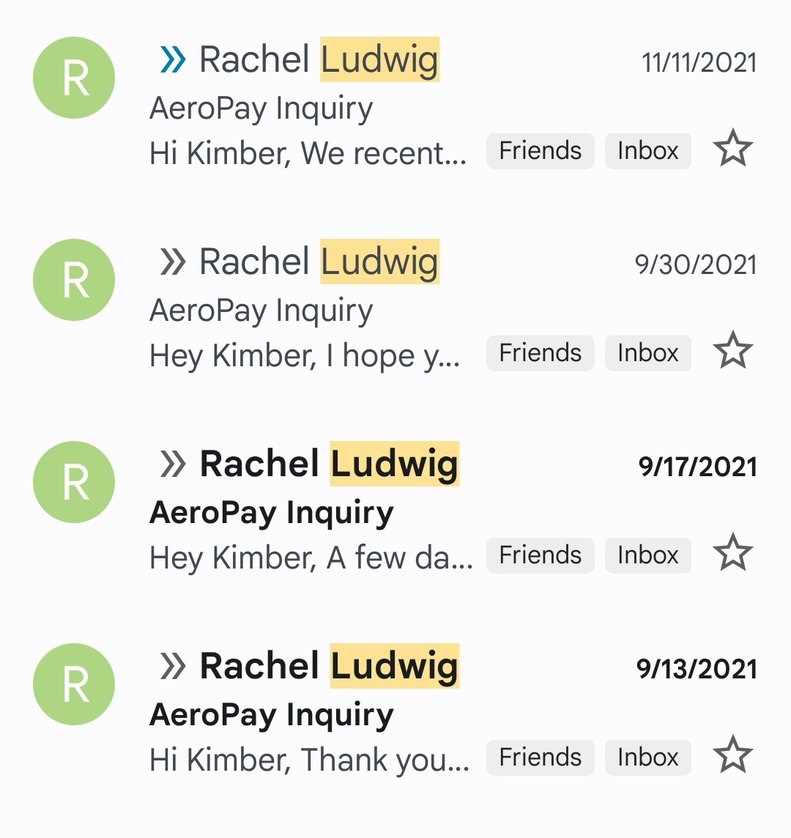 Aeropay Emails