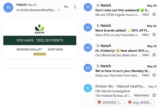 Hatch Aeropay Emails