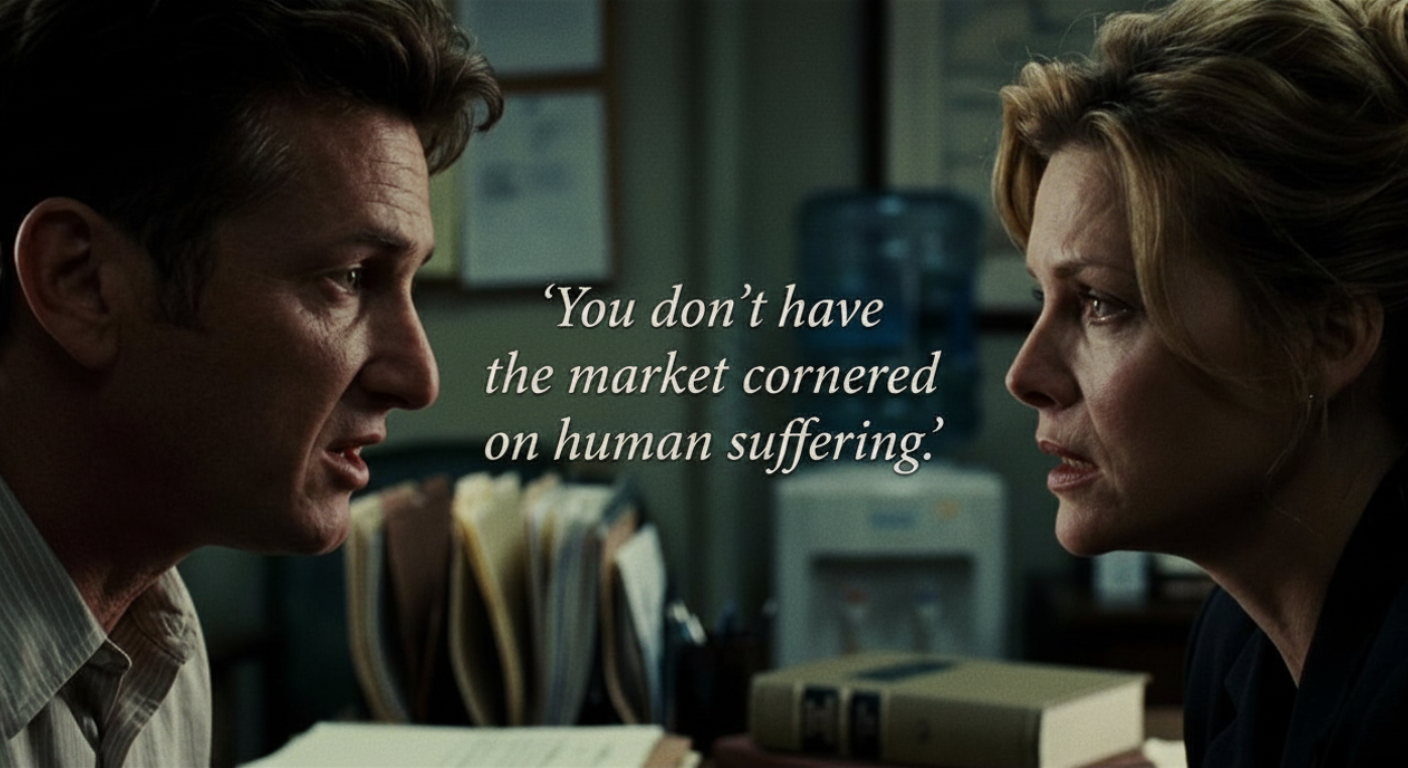 I am Sam scene between Sam Dawson (Sean Penn) and his lawyer, Rita Harrison (Michelle Pfeiffer.)
